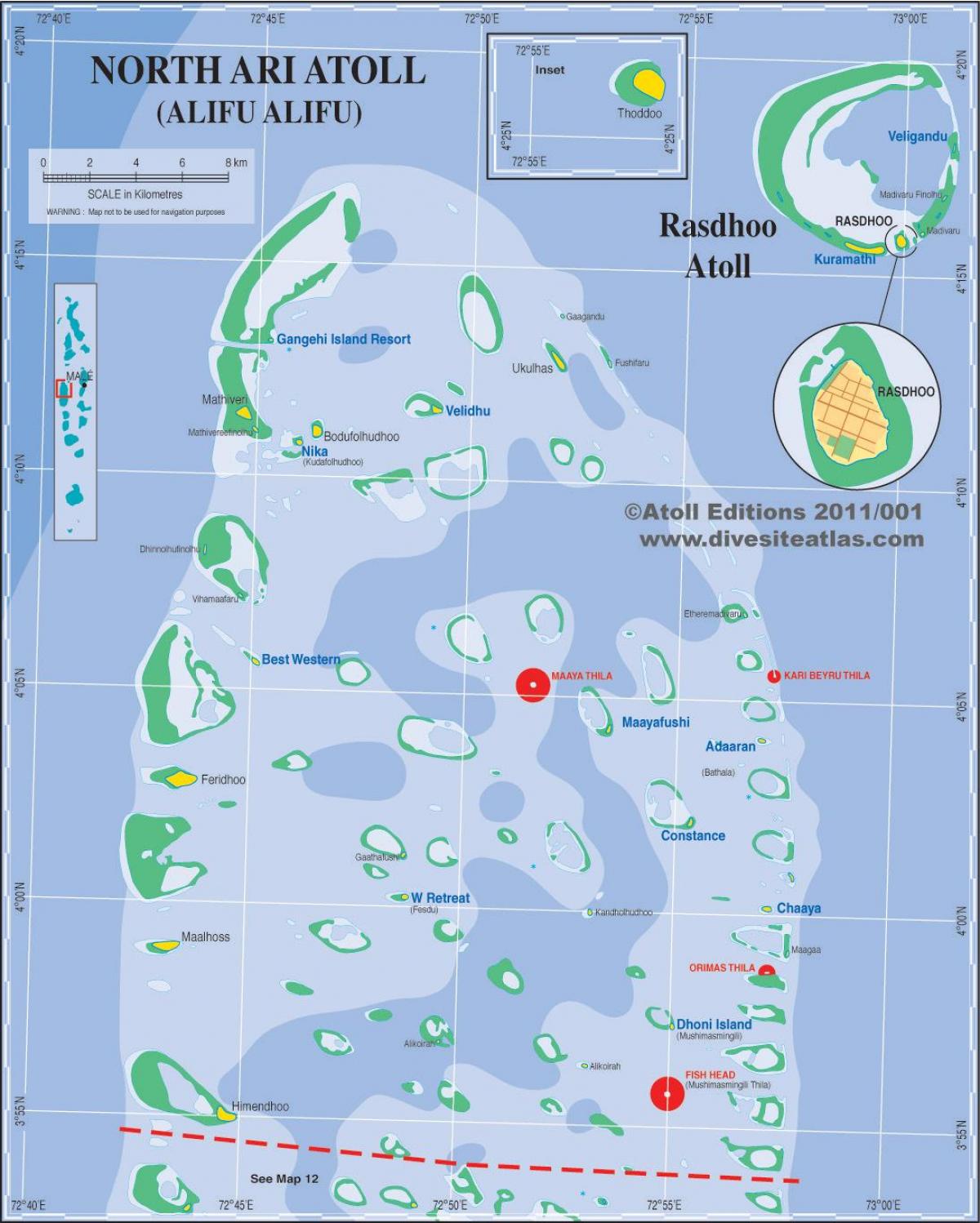 карта Ari Atoll Малдиви