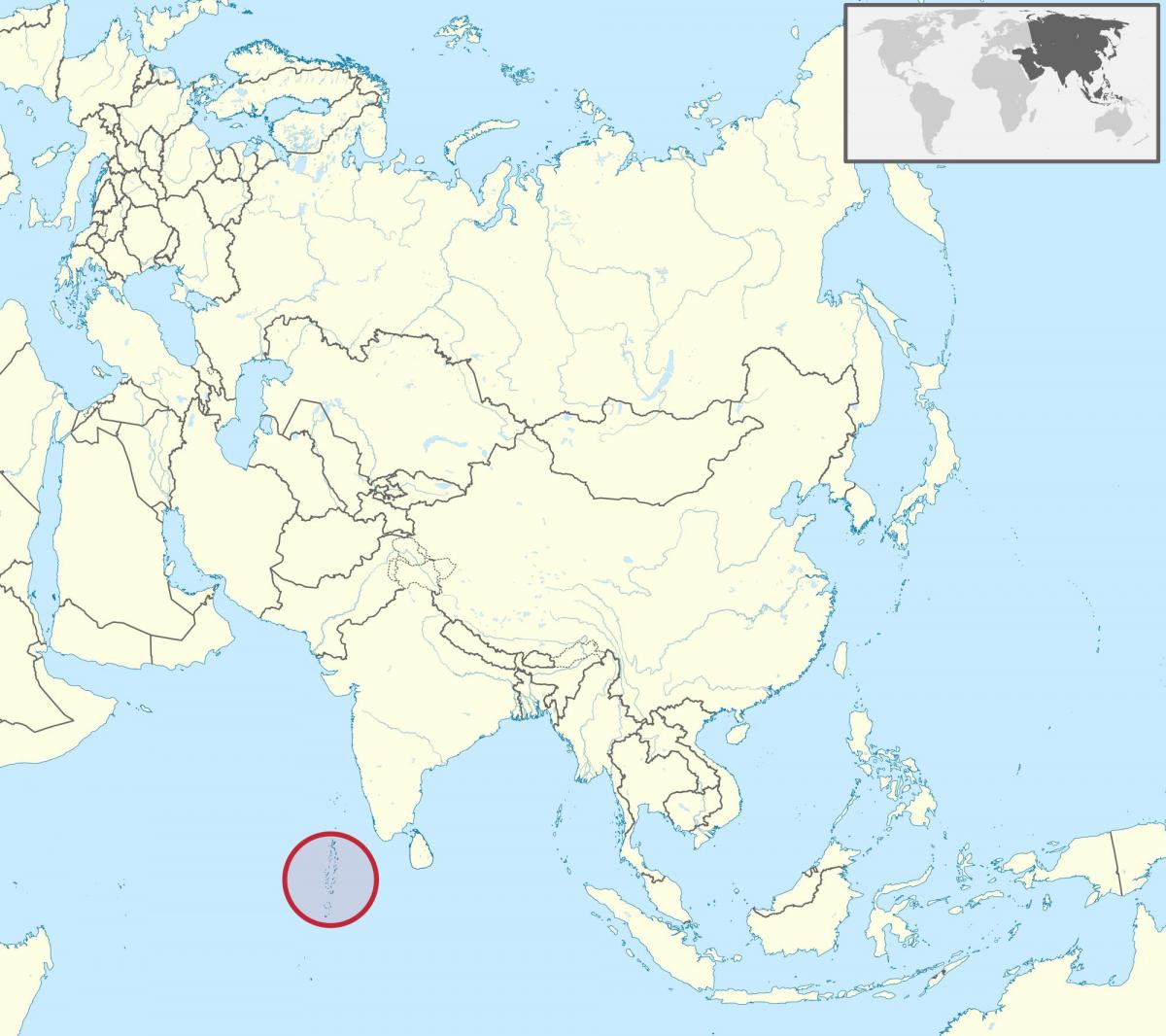 карта на Малдивите карта на Азия