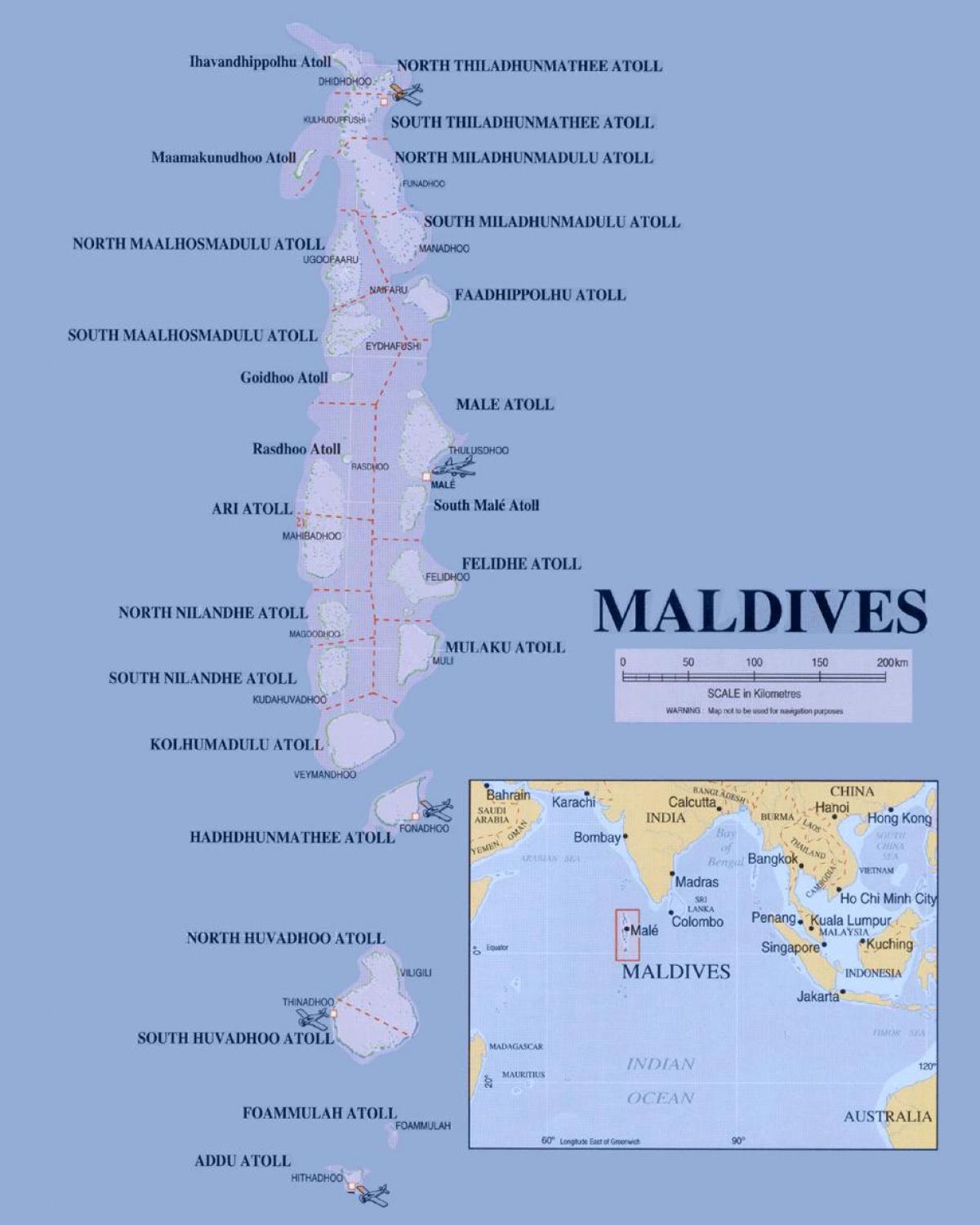 карта на Малдивите политически