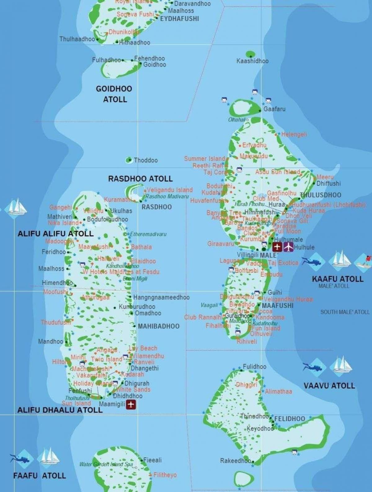 карта на Малдивите туристически