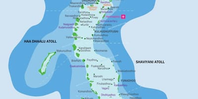 Карта на Малдивски острови и съседните страни
